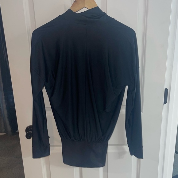 NEW WOLFORD Bodysuit Shannon Faux Wrap in Black Shiny Draped Front Full Back XS - Picture 7 of 9